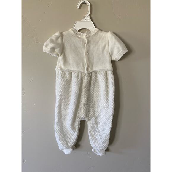 6-9m Vintage Baby Togs White Knit Romper - Picture 2 of 3